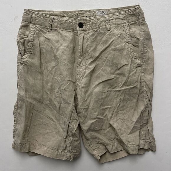 Lucky Brand 32 x 10" Stone Flat Front Flap Pocket Casual Chino‎ Shorts - Picture 1 of 6